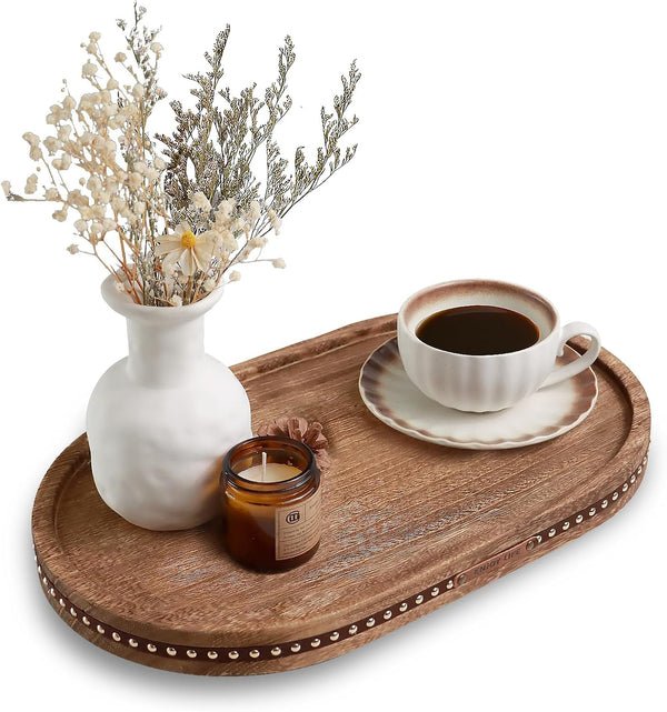SAOCAIHUL Decor Decorative Round Tray 11.81in for Home Decor for Coffee Table Farmhouse