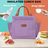 Joymee Insulated Lunch Bag for Women, Reusable Leakproof Cooler Tote with Bottle Holder and Side Pockets