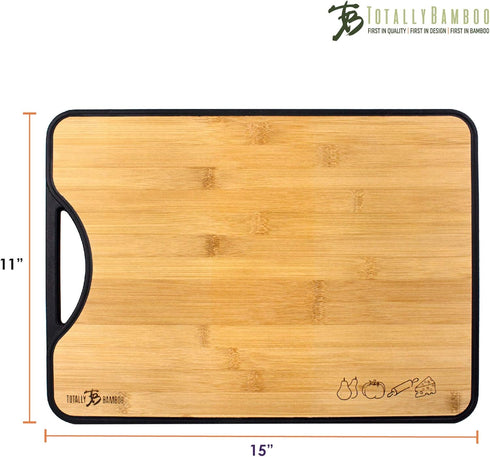 Totally Bamboo Poly-Boo Double Sided Bamboo and Poly Cutting Board, 15" x 11", BPA Free