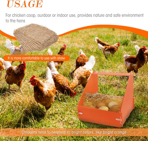Touri 6 Pack Chicken Nesting Boxes for Laying Eggs for Hens Ducks and Poultry, Orange