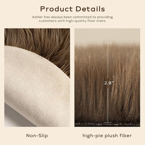3 5 Ashler Faux Fur Rug - Fluffy Shaggy Area Rug, Ultra Soft x Feet Sheepskin Fur, Dark Coffee Fuzzy Machine Washable