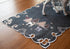 Embroidered Christmas Holiday Table Runner, Silver Reindeer & Scene on Dark Gray, Rectangle 16Wx33L