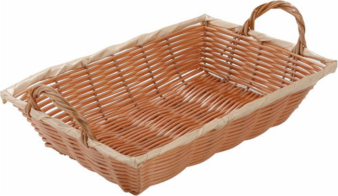 Winco PWBN-12B Rectangular Woven Basket with Handles, 12" x 8" x 3", Medium, Brown