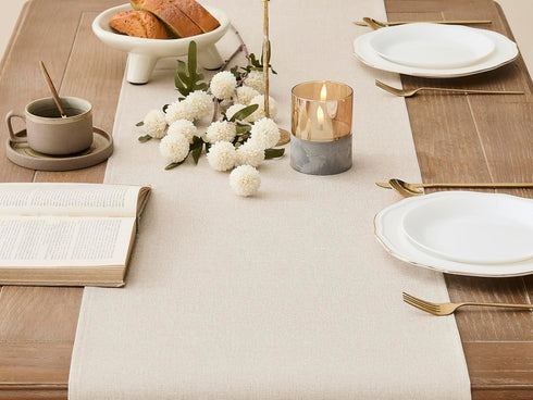 Summer 55 Inches 16x55Inch YATOJUZI Cream Table Runner Seasonal Fall Kitchen Dining Coffee Table Decoration Long Beige