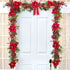 DearHouse 5.3 Ft Artificial Poinsettia Christmas Garland with Red Berries, Holly Leaves, Pine Cone Decor