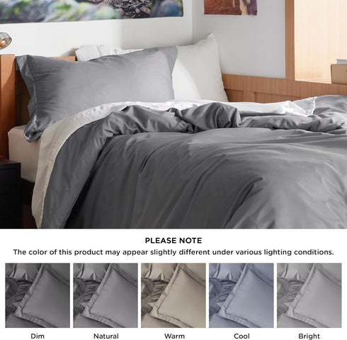 Bedsure Twin/Twin XL Duvet Cover Kids - Soft Double Brushed 2 pcs Grey Duvet Cover with Zipper Closure & Pillow Sham