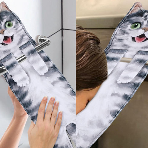 Funny Hand Towels for Bathroom Kitchen - Cute Decorative Cat Decor Hanging Washcloths Face Towels Super Absorbent Soft