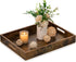 Hanobe Brown Decorative Serving Trays: Rustic Brown Rectangle Tray Decor with Cutout