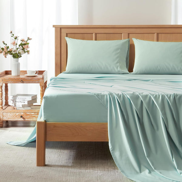 Comfort Spaces Coolmax Moisture Wicking Sheet Set - Soft, Fade Resistant, Deep Pocket, Aqua, Full, 4 Piece