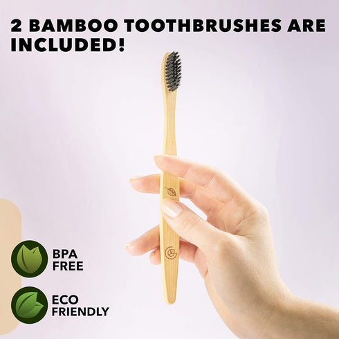 Greenzla Double Pack Bamboo Utensils Set with Bonus Toothbrush Pair, Reusable Wooden Cutlery & Storage Bags