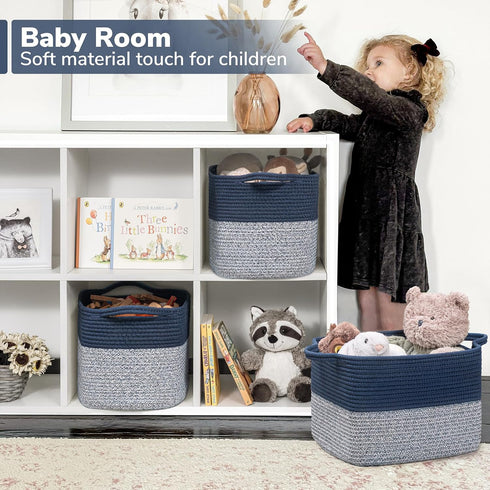 Goodpick Cube Storage Bins, Woven Basket for Office, Baby Laundry, Toys, 13''x9.8''x9'' for Shelves