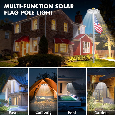 8 29 15-25 20 Flagpole Light Solar Powered, Auro Silver Flag Pole Light Bright Huge LED for Ft Outdoor Flag Poles, Hour