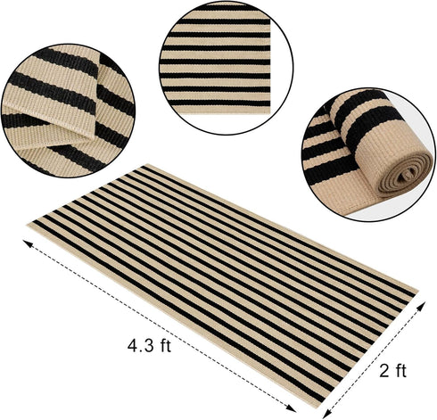Front Door Mat Outside Entrance, 2'x4.3' Doormats Outdoor Entrance Cotton Machine Washable Outdoor Door Mat Reversible Layered Outdoor Mats
