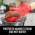 Ultra Heat Resistant BPA-Free Silicone Oven Mitts up to 500°F - Canyon Red Long Pot Holders with Cotton Liner 13.7