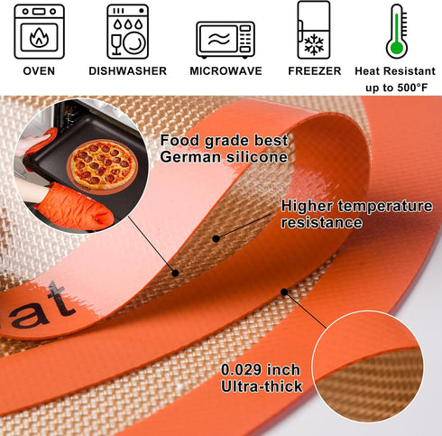 Silicone Baking Mats Set of 2 Round Non-Stick Reusable Air Fryer Linner - Best German Silicone - 12 inch by MMMAT