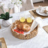 12 inch YANGQIHOME Round Serving Tray, Decorative Water Hyacinth Scalloped Basket Tray with Built-in Handles, Round
