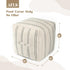 18"x18"x18", AELS Unstuffed Farmhouse Pouf Cover for Living Room, Boho Storage Bean Bag Cubes, Beige with Black Stitch
