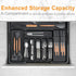 Homecor Silverware Organizer, Expandable Large Kitchen Drawer Organizer with 2 Removable Knife Blocks, Black