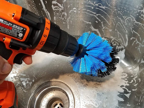 2-Pack Cone Drill Powered Brush Attachment for Cleaning Bathrooms, Kitchens, Showers, Grout, and Auto Detailing