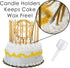 24 Count Tall Thin Metallic Gold Birthday Candles with Holders and Classy Cake Topper for Custom Cake