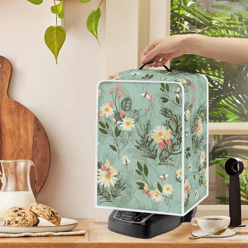 Coffee Maker Cover - Kitchen Appliances Protector for Most Standard Coffee Makers, Dust Cover with Daisy Leaf Design