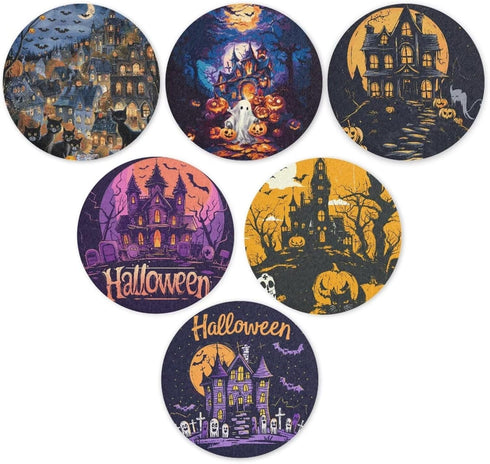 FOR U DESIGNS Set 6 Halloween Drink Coasters - of Water Absorbing Outdoor Table Coasters