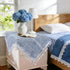 24''x24'', Country Summer Dusty Blue and White Small Tablecloth Spring Boho Square Nightstand Cover, Rusitc Farmhouse