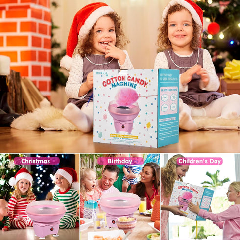 Cotton Candy Machine - Mini Vintage Candy Maker for Kids, Pink, Includes 25 Cotton Candy Sticks & Sugar Scoop
