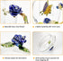 46oz/1300ml Enamel Glass Teapot With Rose Flower Butterfly And Gold Edge,Blue Rose Teapot With Infuser And Lid