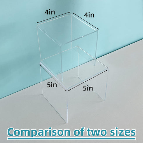 8P-4&5INCH) Acylic Riser Square Display Stand For Cupcakes, Arts and Crafts (Clear