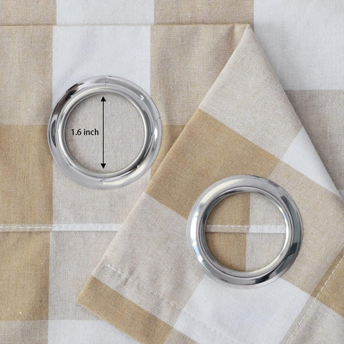Buffalo Check Curtains, 54 inches Long, Beige and White Gingham Plaid, 2 Panels for Kitchen or Living Room