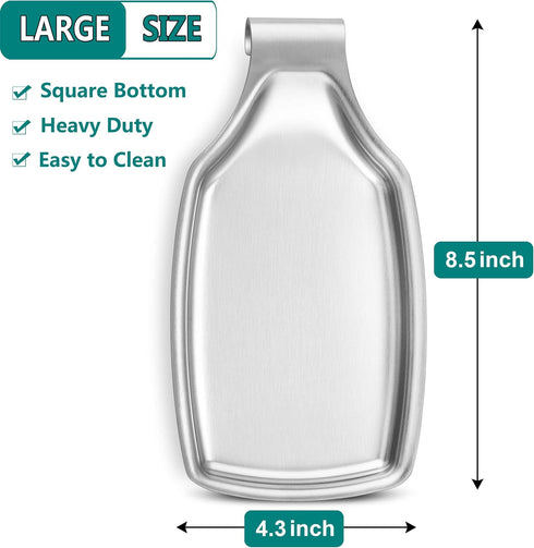 LIANYU Spoon Rest for Kitchen Counter, Stainless Steel Spoon Holder for Stove Top, Spatula Spoon Ladle Utensil Holder with Square Bottom, Heavy Duty, Dishwasher Safe