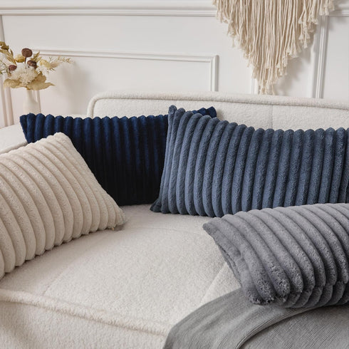 12x24 Inch Set 1 UGASA Lumbar Throw Pillow Cover of Super Soft Faux Fur Decorative Pillow Case Plush Flannel Texture