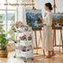 3-Tier 4 Rolling Utility Cart with Woven Baskets, Diaper Book Snack Cart, Storage Organizer for Nursery, Kitchen, Craft