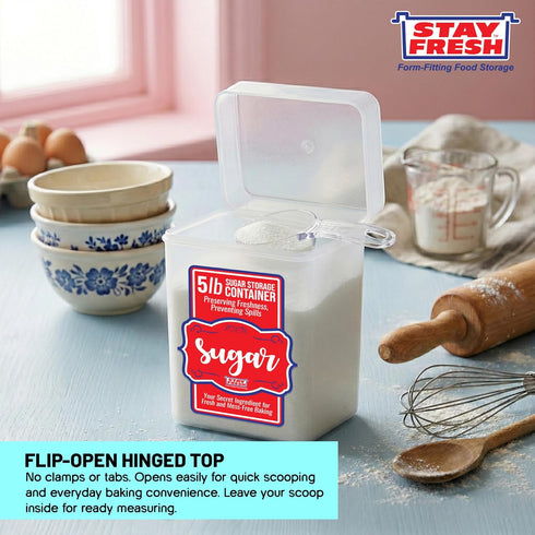 Stay Fresh Sugar Storage Container Kitchen Discovery Snap Close Sugar Canister Keeps Granules Fresh, Pourable