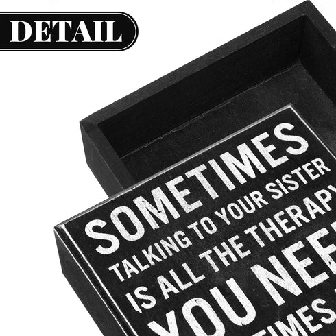 Jetec Funny Sister Gifts Wood Sign, 5.9 x 5.1 Inch Plaque, Sometimes Talking to Your Sister Is All the Therapy