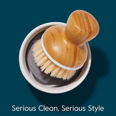 2 Pack Set, Grove Co. Bubble-Up Dish Soap Dispenser & Brush Ergonomically Designed Dish Scrubber, Removes Tough Messes