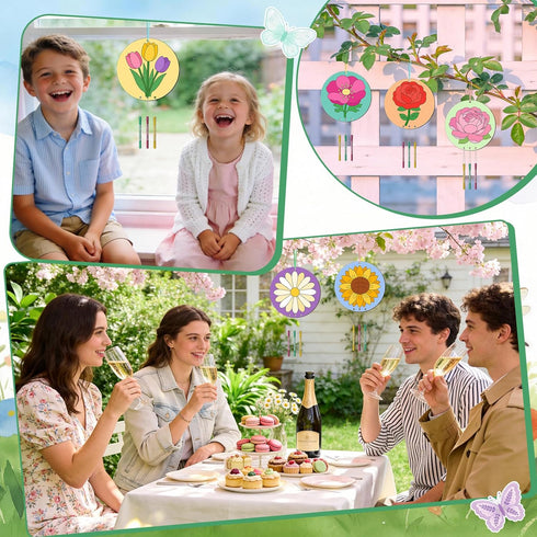 BAPHILE 6 Pack Summer Wind Chime Kit for Kids to Paint Make You Own Wind Chimes Wooden Art Arts and Crafts Ornaments