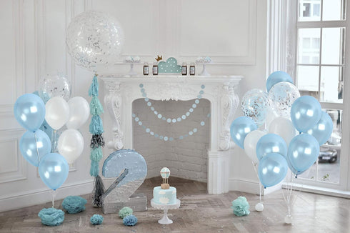 12 Inch 36 Treasures Gifted Metallic Light Blue Balloons - Baby Blue Balloons, Pastel Blue Balloons - Pastel Latex