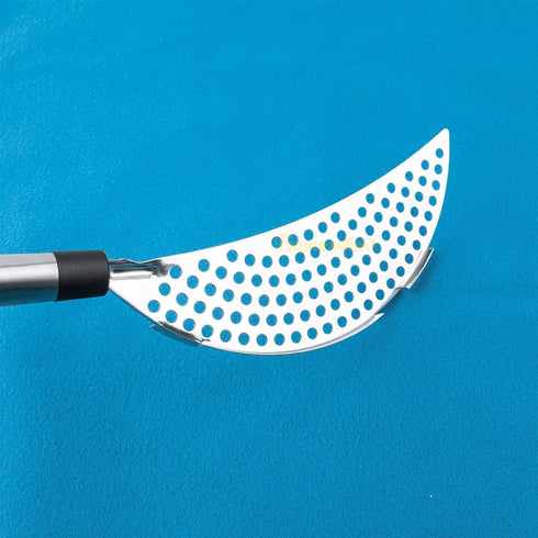 Framendino Stainless Steel Crescent Pot Strainer, Handle Strainer Pan for Noodles, Vegetables, Spaghetti