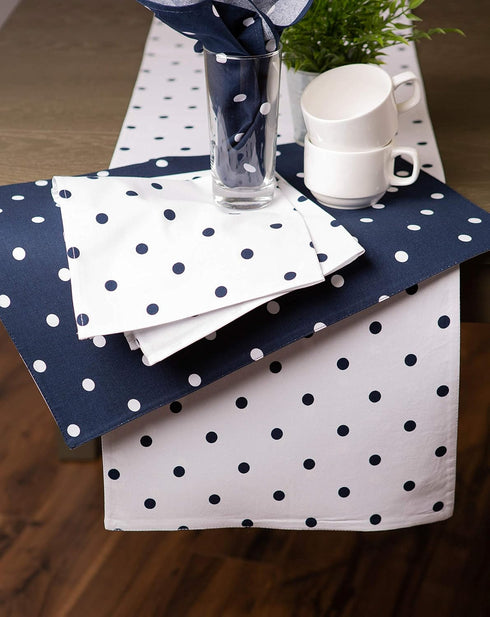 DII Polka Dot Kitchen Collection - Table Runner, 14x72, Black/White Reversible