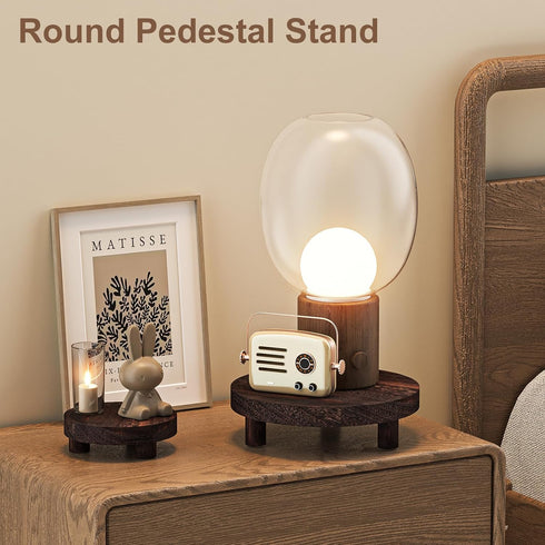 3 6/8/10" Counter Pcs Wood Plant Stand Indoor Outdoor, Round Wood Riser for Decor Wooden Stool Display Stand Flower Pot