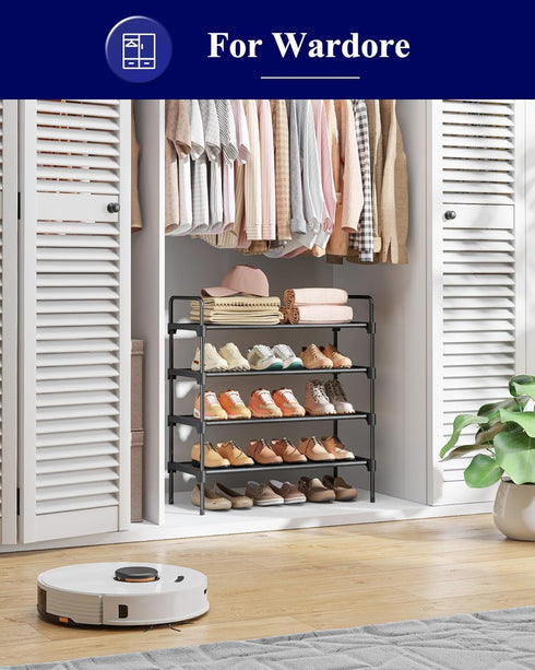 Closet, Closet 26.6" 4 Kitsure Shoe Rack for Shoe Organizer for Front Door Entrance, Stackable Shoe Shelf, Detachable