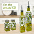 Hand Painted Glass Olive Branch Oil/Vinegar Cruet, 8 oz Dispenser with Stainless Steel Spout for Kitchen