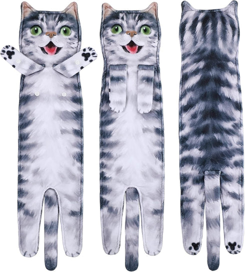 Funny Hand Towels for Bathroom Kitchen - Cute Decorative Cat Decor Hanging Washcloths Face Towels Super Absorbent Soft