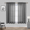 Charcoal Gray Sheer Curtains 45 Inches Long for Kitchen, Pair Set 2 Panels, Light Filtering Dark Grey