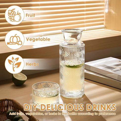 1Pcs Set Set Clear Night Carafe and Glass Dust Proof Glass Water Bottles with Cup Kit Versatile Night Water Bottle