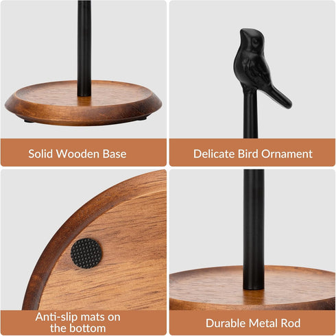 Countertop, Wood Paper Towel Holder Easy Tear Farmhouse Kitchen Towel Holder for Dining Table, Cute Bird Shaped