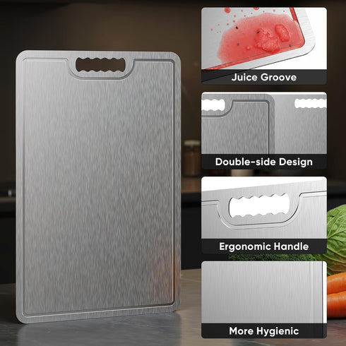 Board,100% 2025 Fruit-Small(11.5x8in) Titanium Cutting Pure Titanium Cutting Boards for Kitchen, New Double Sided