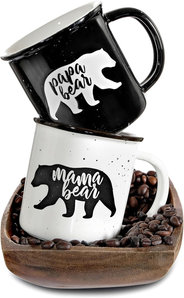 Mama Bear Papa Bear Mug Set of 2, Mom Dad Gift, Parents Couple Coffee Mugs